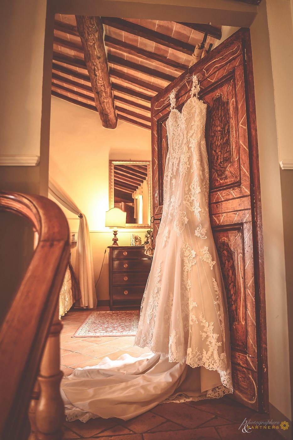 The wedding dress.