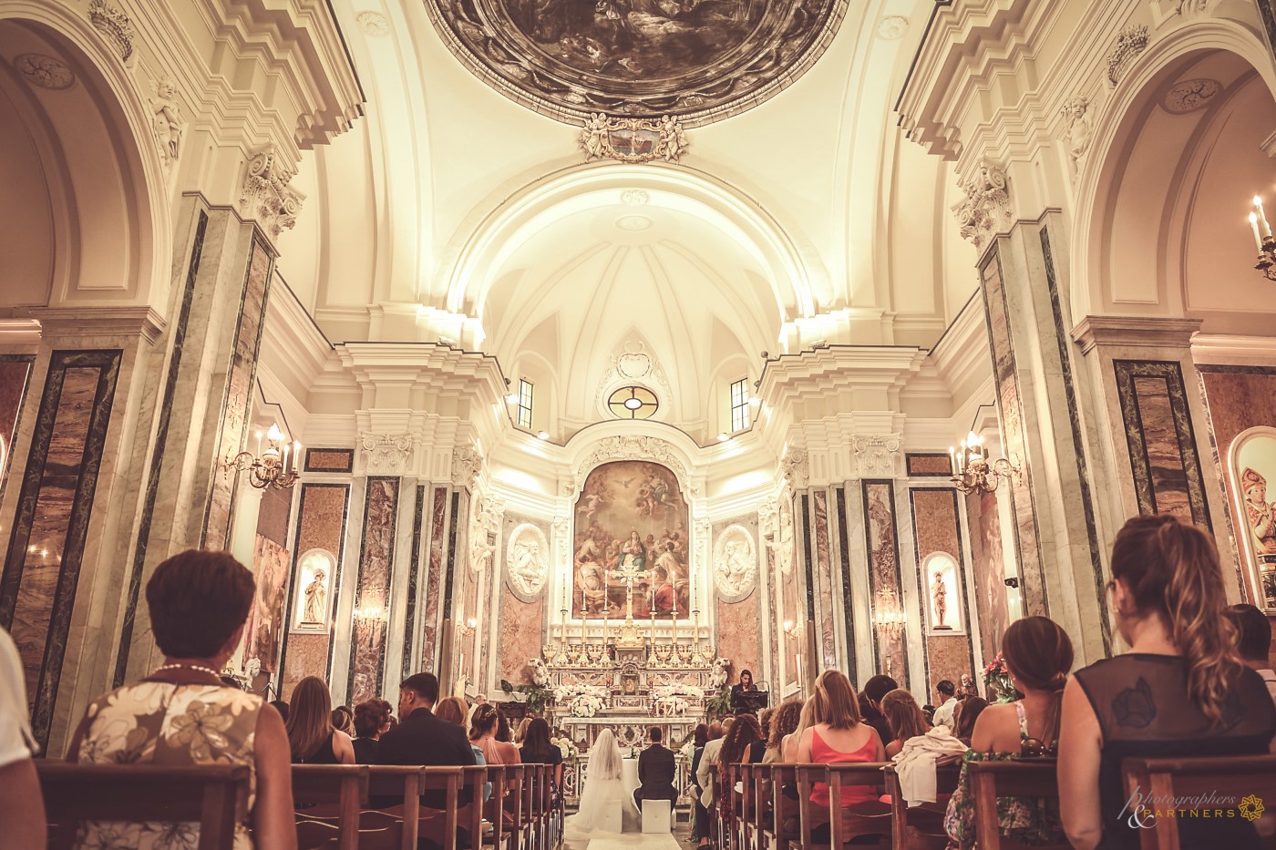 A panoramic photo of the beautiful church.