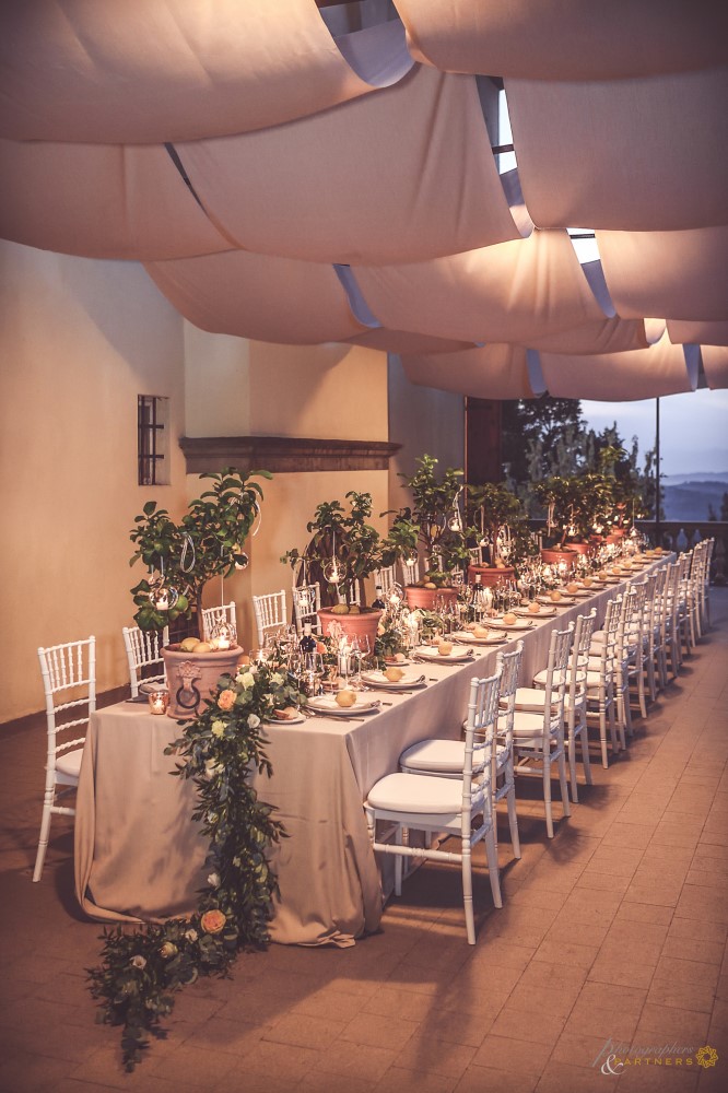 The beautiful decoration of the wedding table in Mediterranean style.