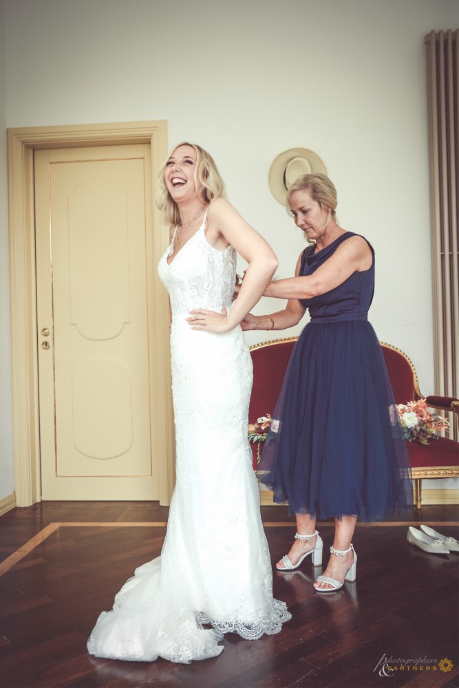 Gemma is putting her dress on!