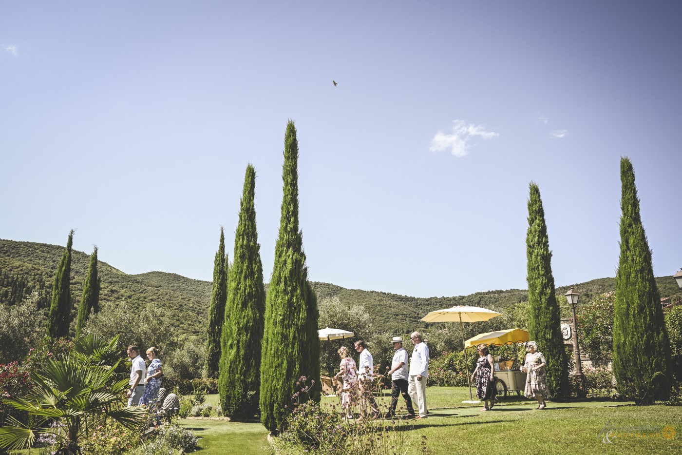 The guests move to the garden for the ceremony