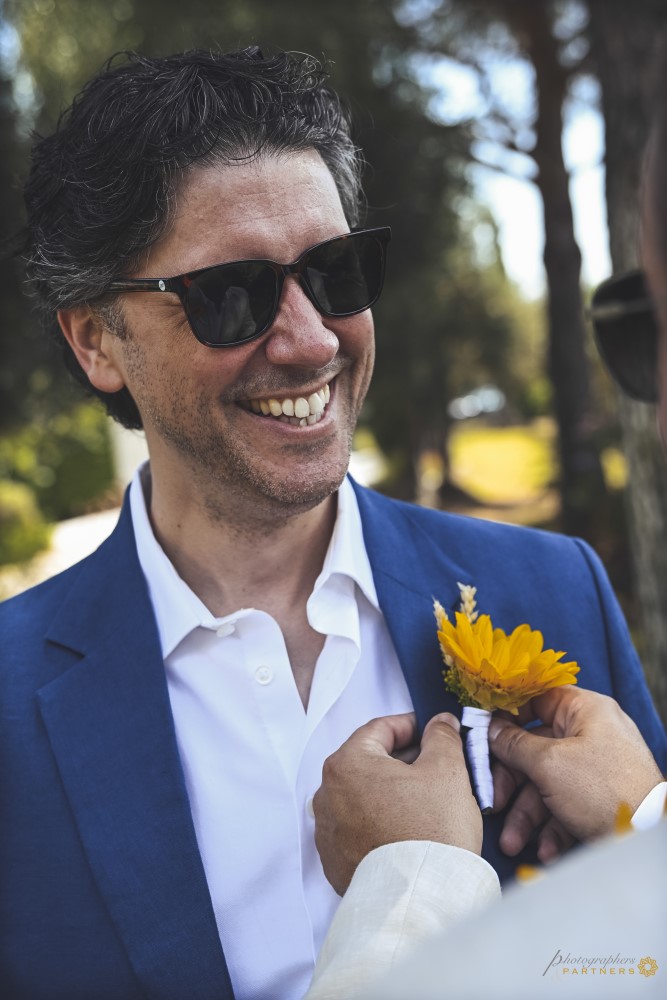 Button flower on the jacket